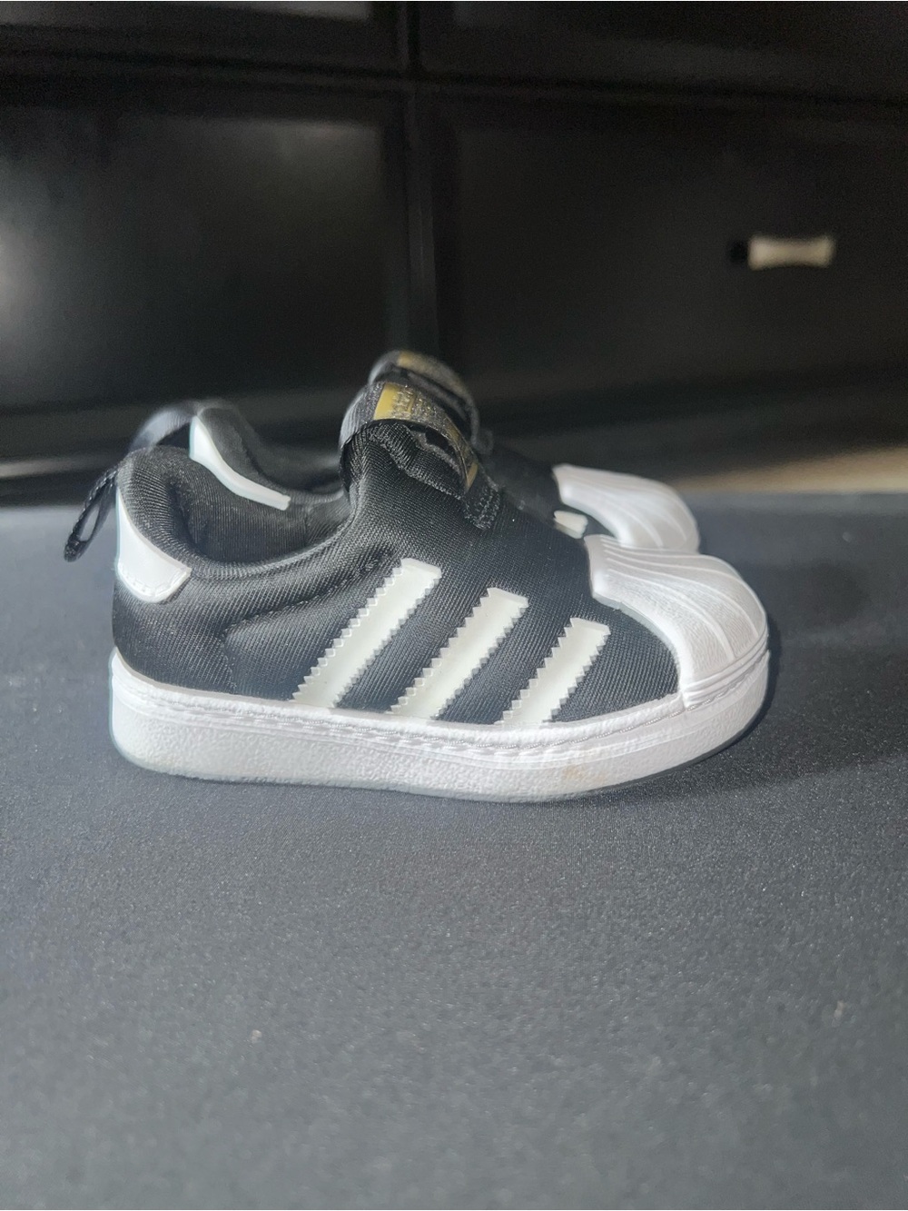 adidas Kids Black & White Slip-On Shell-Toe Sneakers